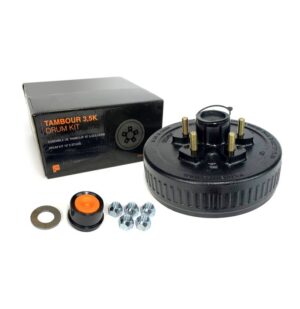 10" X 2 1/4" 5 STUDS DRUM KIT 1/2" STUDS 4,5" B.C. 3,5K GREASED AND ASSEMBLED (IN BOX) FRAMECO