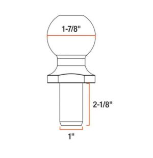 1-7/8'' TRAILER BALL (3,5K, 1'' X 2-1/8'' SHANK, CHROME) SMARTOW - Image 2