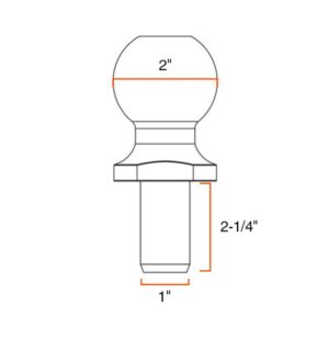 2'' TRAILER BALL (5K, 1'' X 2-1/4'' SHANK, CHROME) SMARTOW - Image 2