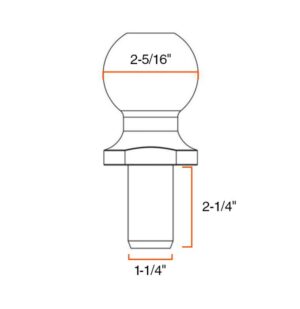 2-5/16'' TRAILER BALL (10K, 1-1/4'' X 2-1/4'' SHANK, CHROME) SMARTOW - Image 2