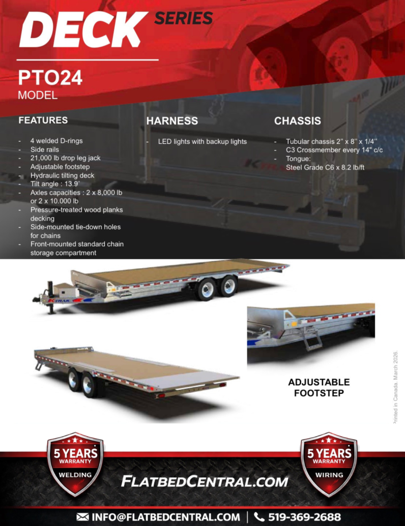 
								2027 K-Trail 102”x24ft Deckover Tilt Trailer 20,000lbs full									