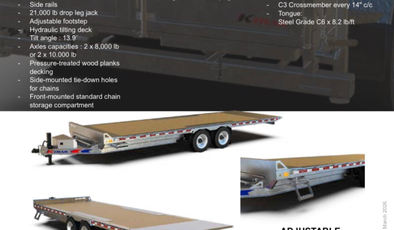 
								2027 K-Trail 102”x24ft Deckover Tilt Trailer 20,000lbs full									