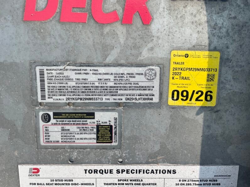 
								2022 K-Trail 25+5ft Beavertail Gooseneck Flatbed 34,000lbs full									